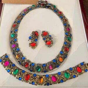 Vintage Moghul Etruscan Revival Jewelry Set
